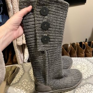 Ugg Classic Cardy Knit Tall Sweater Boots, Grey! Size 7